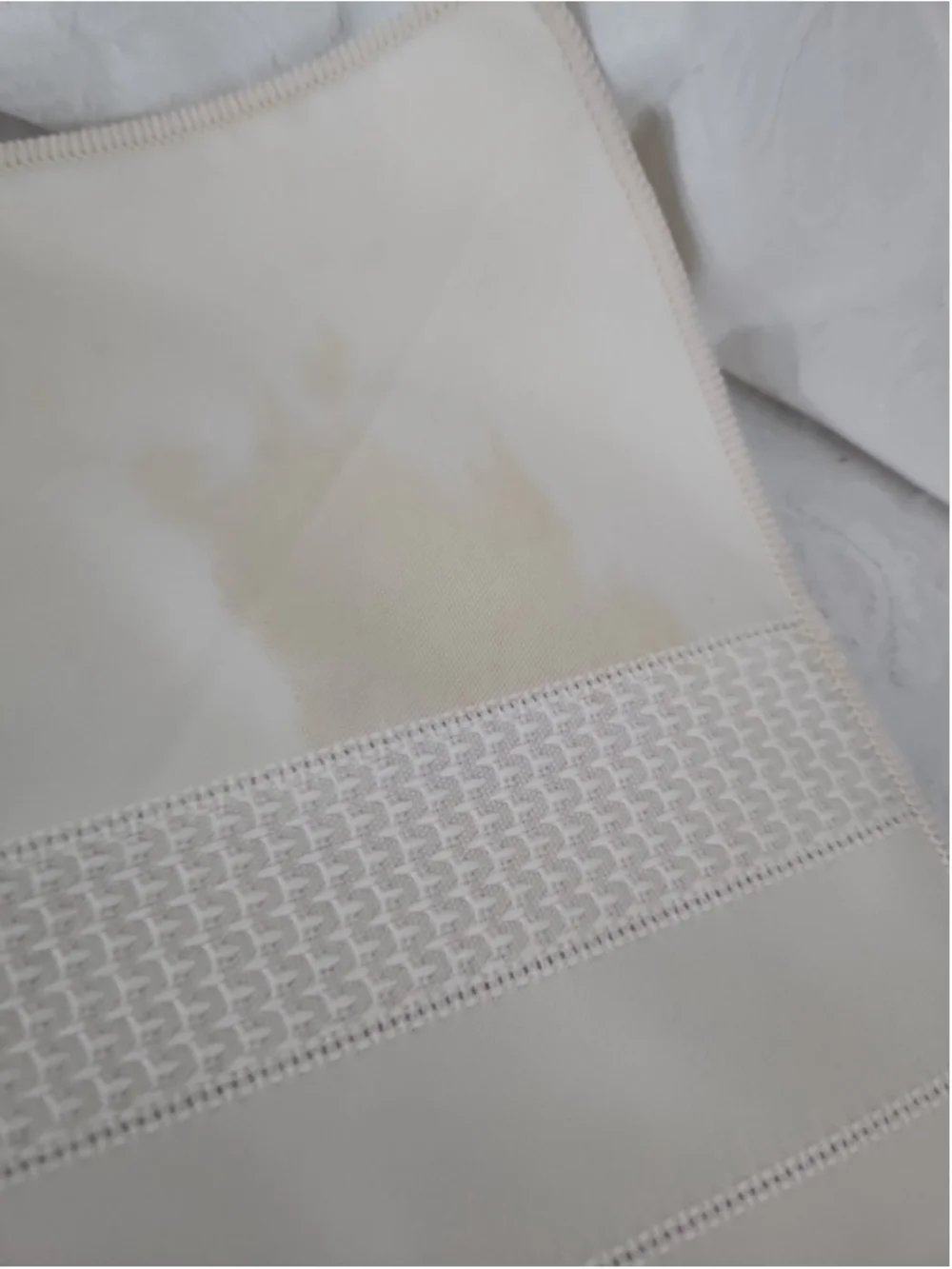 Ivory Fabric Napkins Lines with Textured Design 17 x 17 Set of 7